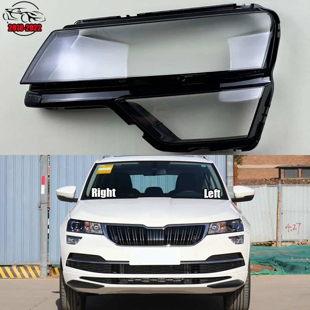 For Skoda Karoq 2018-2022 Transparent Lampshade Front Headlight Shell Headlamp Cover Lens Plexiglass Auto Replacement Parts