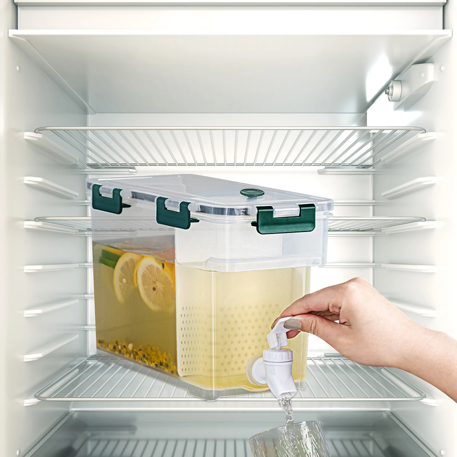

Cold Water Bottle Large Capacity Juice Container Refrigerator with Tap Dispenser Bucket Jug Plastic Fridge for Pot