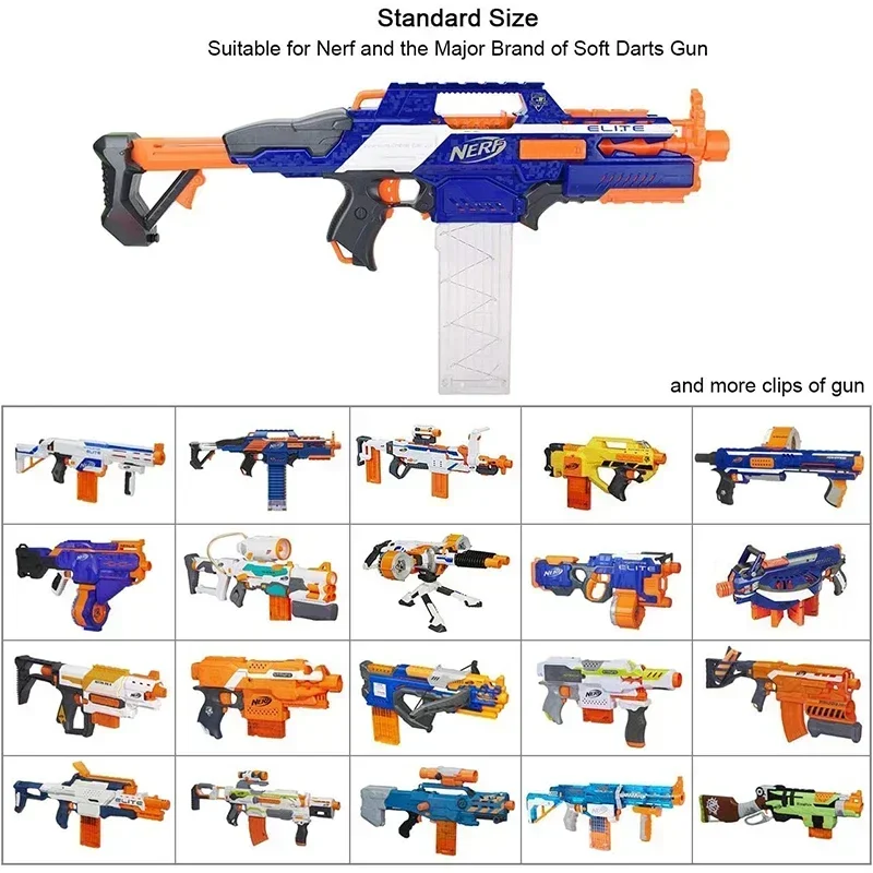 1/4PCS Soft Bullet Clips 18-Darts Quick Reload Clips Magazine Clips for Nerf Toy Dart Gun (Transparent White)