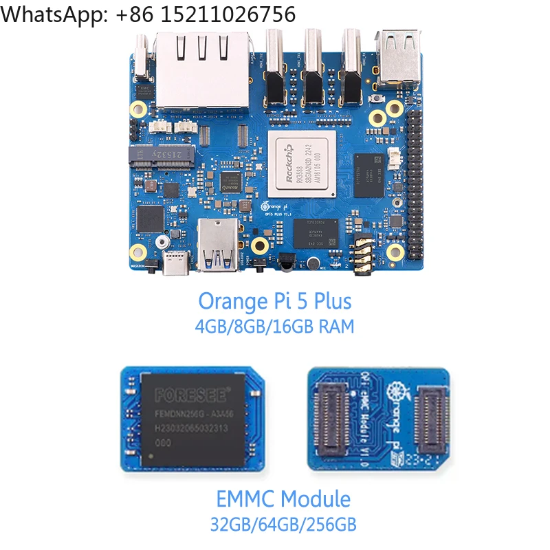Orange Pi 5 Plus 4G 8G16G RK3588 2,5G Двойные порты Ethernet с расширителем PCIE SBC Работает ОС Android Ubuntu Debian