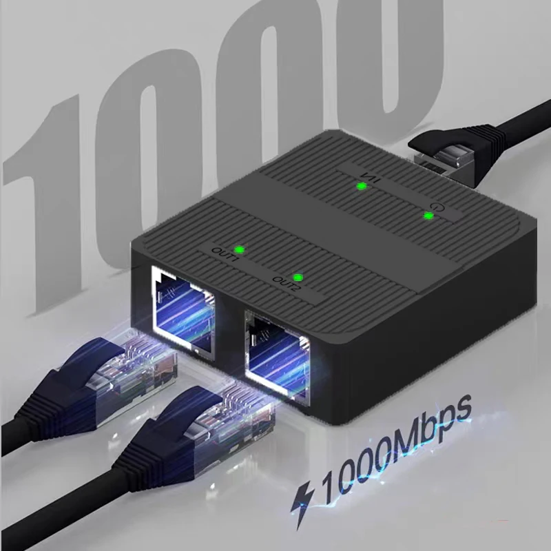 1000Mbps Ethernet Switch Adapter Lan Kabel Extender Splitter Rj45 1to2 Ways Werkt Op Hetzelfde Moment Voor Computer Tv Box Router