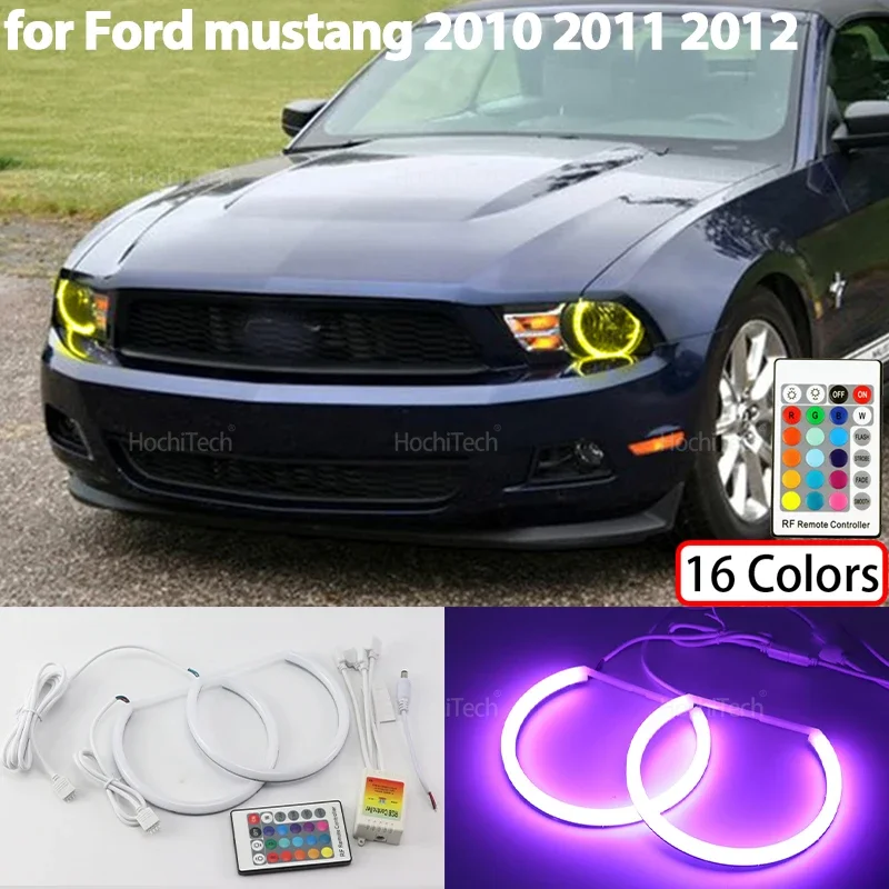 

Remote Control 16-Color RGB Cotton LED Angel Eyes Rings Car LED Headlight Lamps for Ford Mustang 2010 2011 2012 Accessories