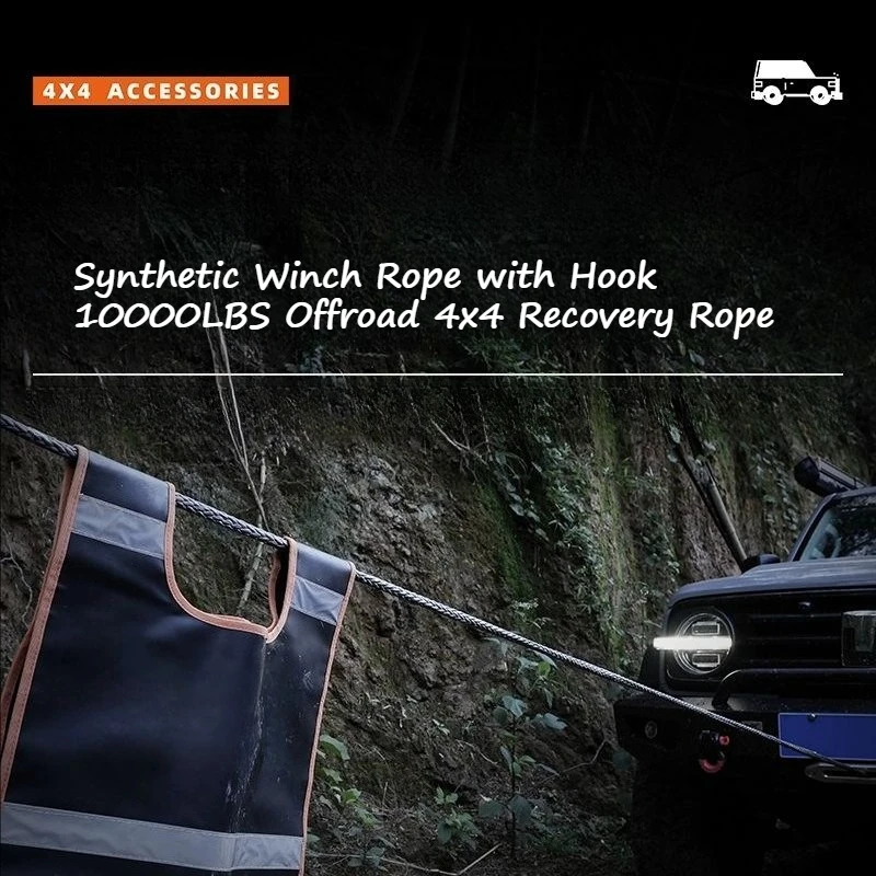 Synthetic Winch Rope with Hook 10000LBS Offroad 4x4 Recovery Rope