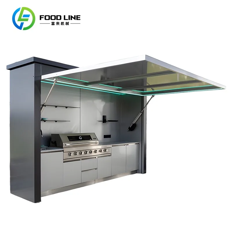 Outdoor Kitchen BBQ Grill Island Patio Stainless Steel Countertop Gas Charcoal Cooking Station Garden Furniture