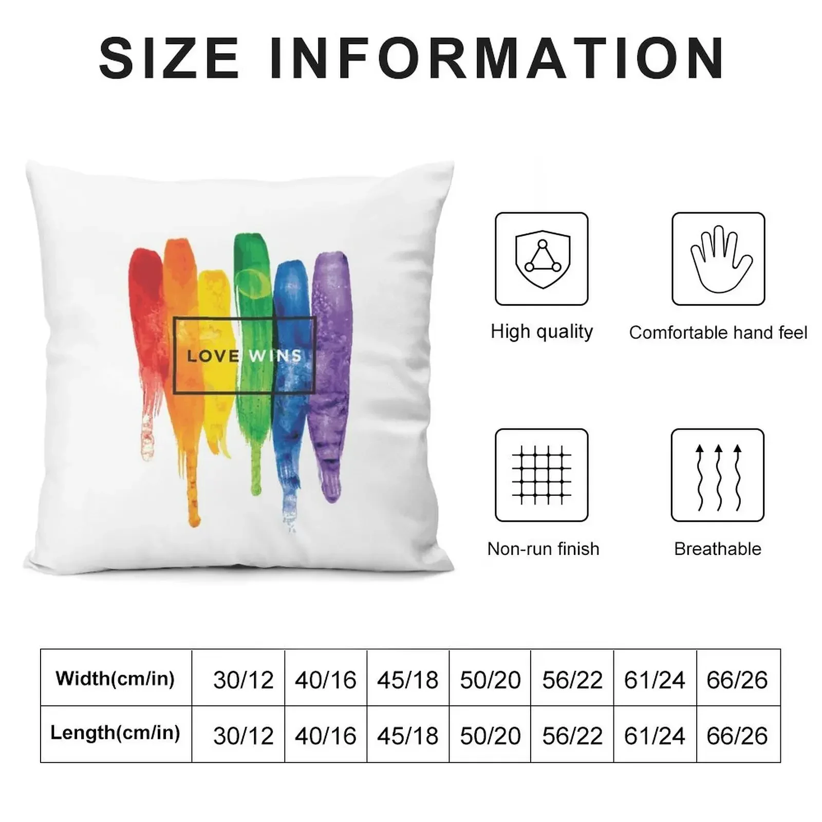 Watercolor LGBT Love Wins Rainbow Paint Typographic Throw Pillow Room decorating items Decorative Cushion New year pillow