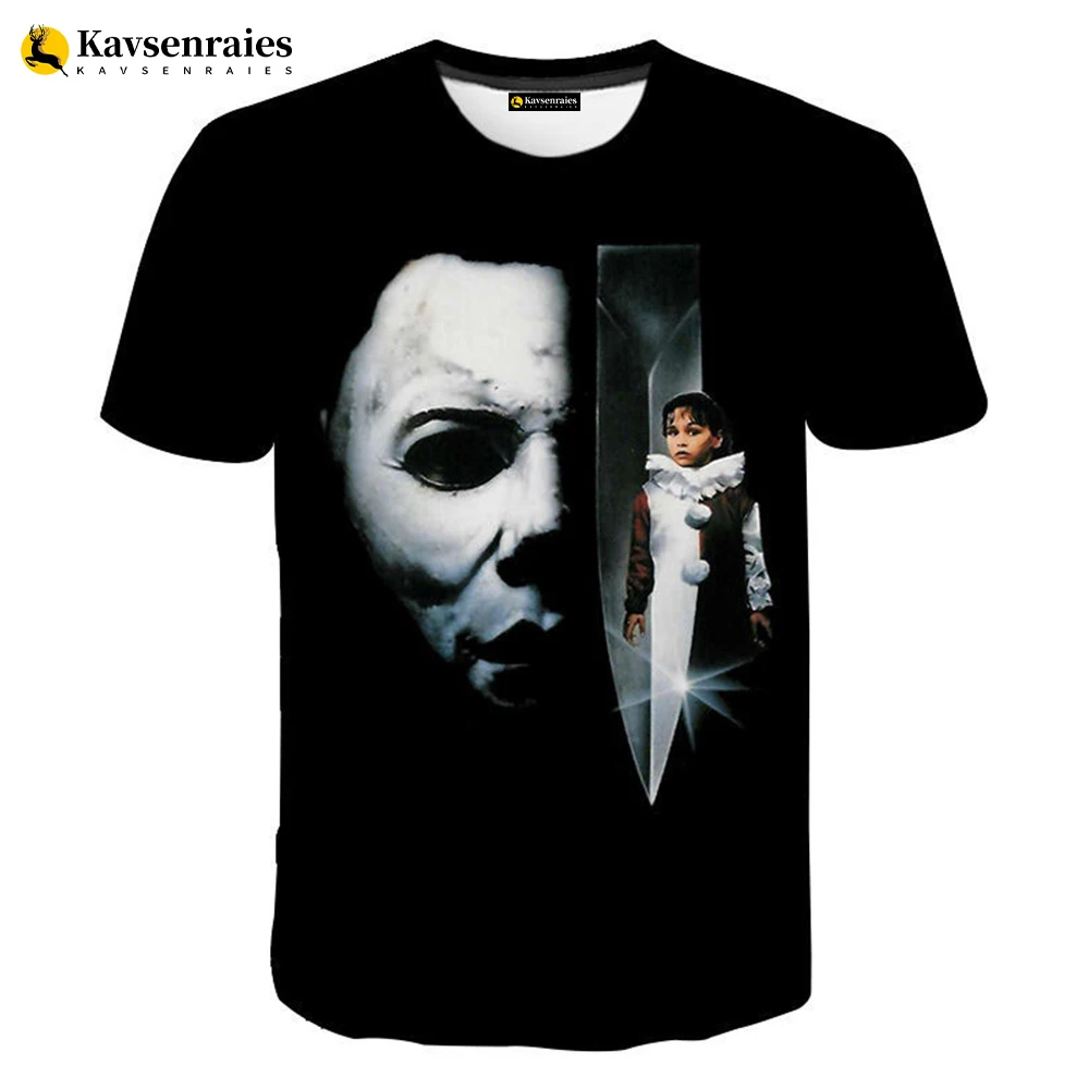 Halloween Michael Myers 3D Printed T-shirt Men Women Summer Fashion Casual Short Sleeve Cool T Shirt Streetwear Oversized Tops