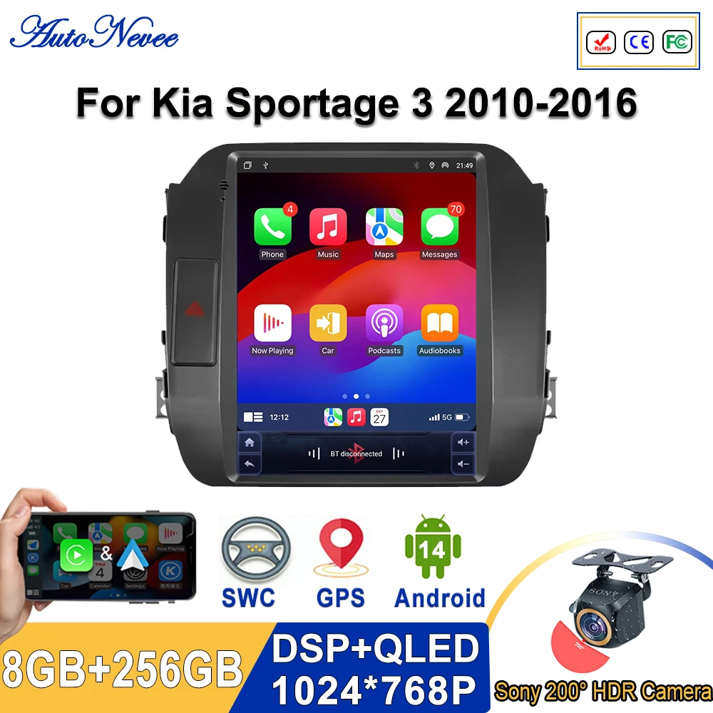 

9.7 inch Android 13 Car Dvd For Kia Sportage 3 2010-2016 Auto Radio Stereo Head Unit lettore multimediale navigazione Dash Cam