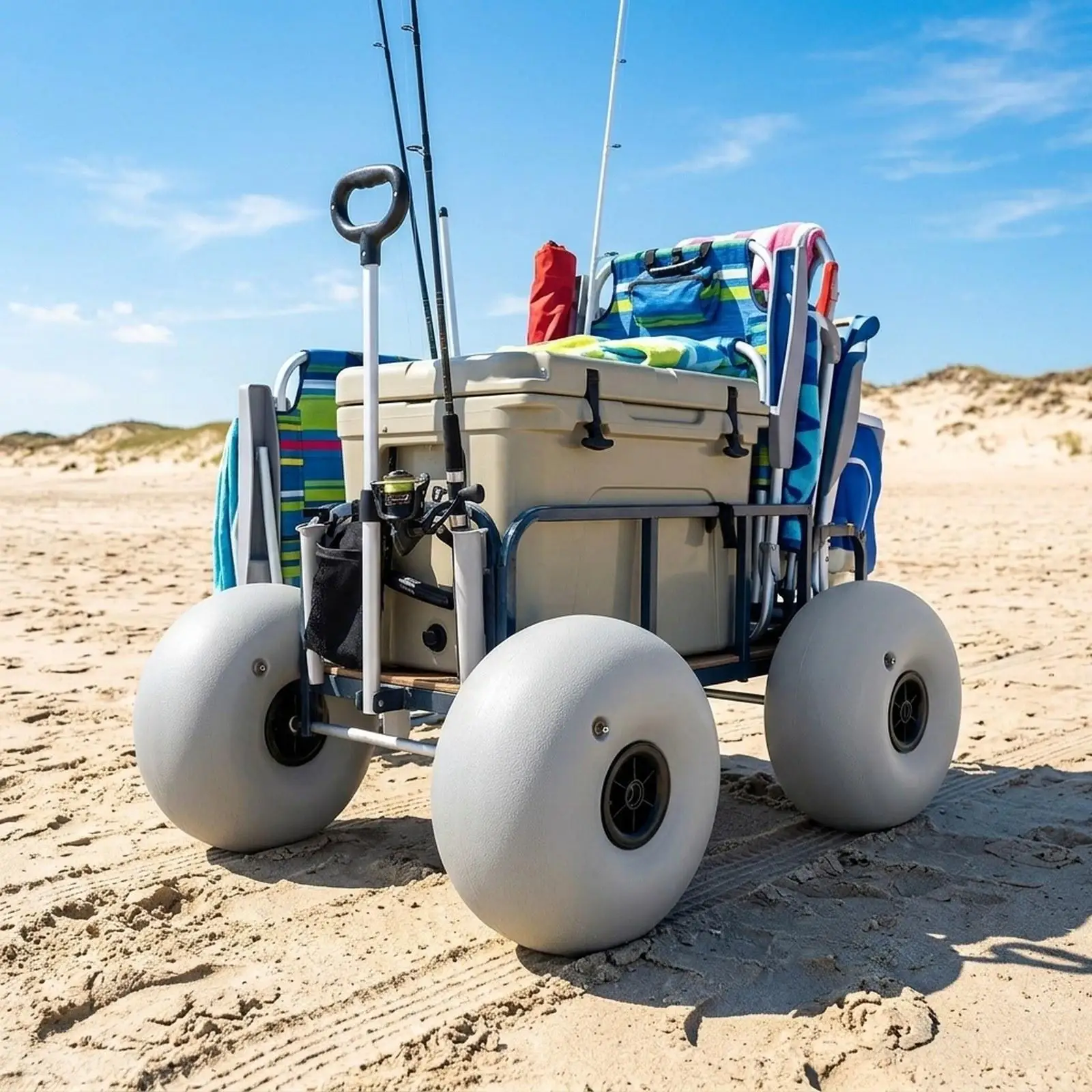 Inflatable Balloon Wheel 16 Inch High Performance Cart Tire for Beach Sand Kayak Camping Wagon