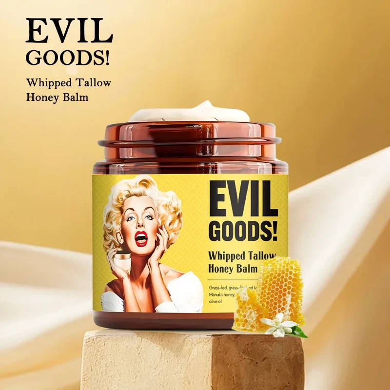 

Grass Fed Beef Tallow Honey Balm 100g Firming & Restorative Deep Moisturizing Face Body Cream for Dry Damaged Skin