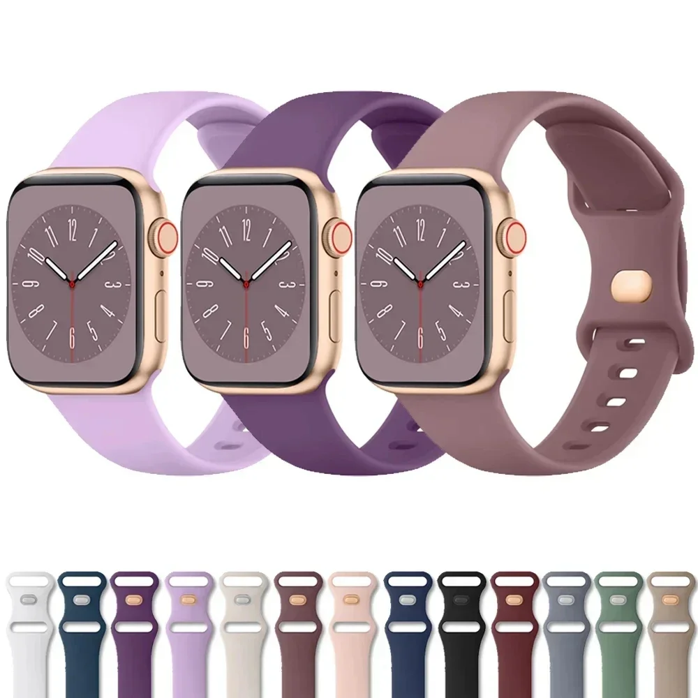 Silicone Strap For Apple Watch Band 44mm 40mm 45mm 41mm 49mm 42mm 38mm 44 mm bracelet iwatch series 9 7 se 3 4 5 6 8 Ultra band