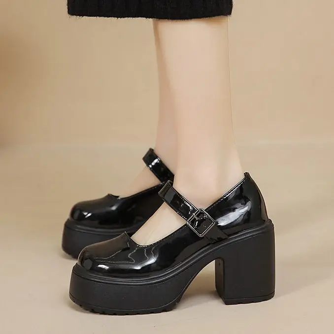 White shoes Heels Lolita shoes platform heels Women Mary Jane Shoes Vintage Girls High Heel Japanese Style College Student Shoes