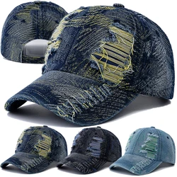 New Style Unisex Cap Tear Style Hole Vintage Starry Sky Pattern Baseball Caps Man Women Casual Outdoor Streetwear Denim Hat