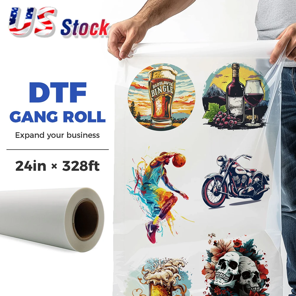 

US Pick-up Price Custom DTF Gang Sheets Rolls Logo Picture for DTF Heat Transfer Press Stickers for T-Shirts Clothing DTF Vinyl