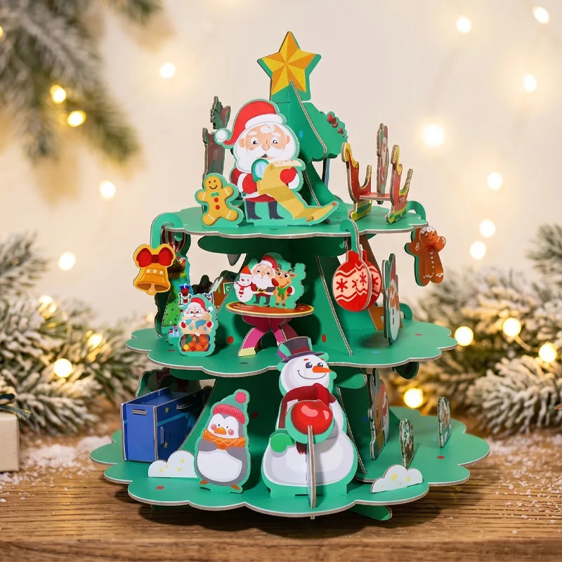 christmas-limited-diy-christmas-tree-children's-creative-fun-free-cutting-puzzle-handmade-3d-three-dimensional-decoration