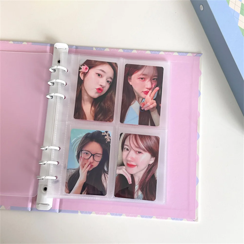 A5 Kpop Photo Album Rhombic lattice Binder Album Photocard Holder Photo Album Cover Idol Cards Collect Book Storage Booklet