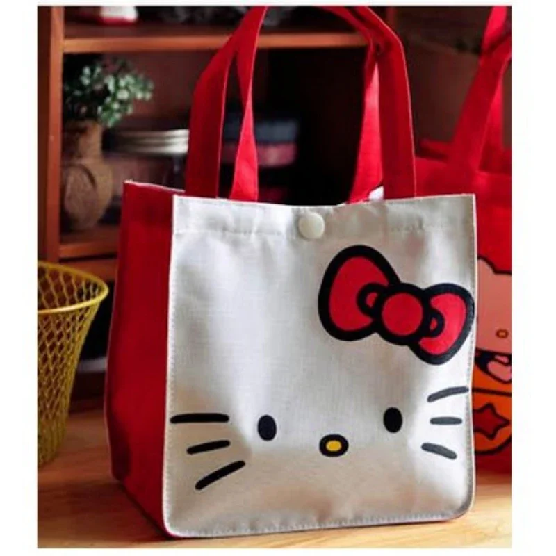 Hello Kitty Tote Bag Fashion Cute Foldable Shopping Bag Women\'s Handbags Printed Bento Bag Large Capacity Waterproof Lunch Bag