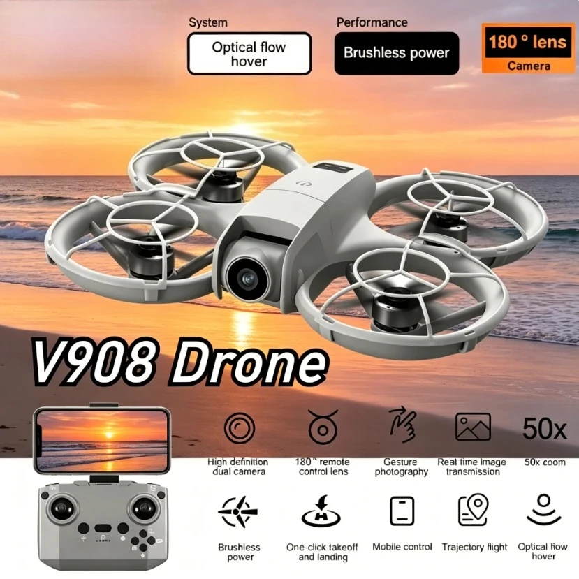 Original V908 GPS Brushless Motor Drone With Screen Optical Flow Positioning HD Camera FPV Aerial RC Quadcopter