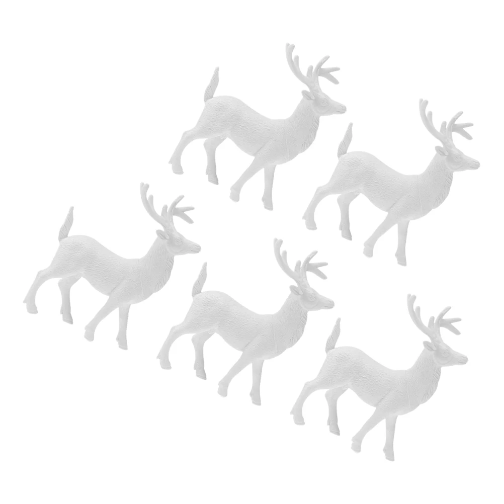 

5Pcs 14cm Christmas White Deer Ornament Set Ceramic Reindeer Holiday Decor Home Mantel Tabletop Shelves Winter Wonderland