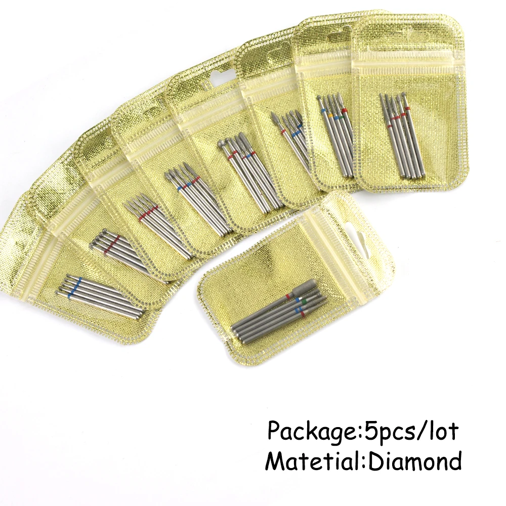 Fresa per unghie elettrica diamantata da 5 pezzi per manicure Set di punte per trapano per unghie Pedicure Accessori per nail art Strumento Rimuovi la pelle morta