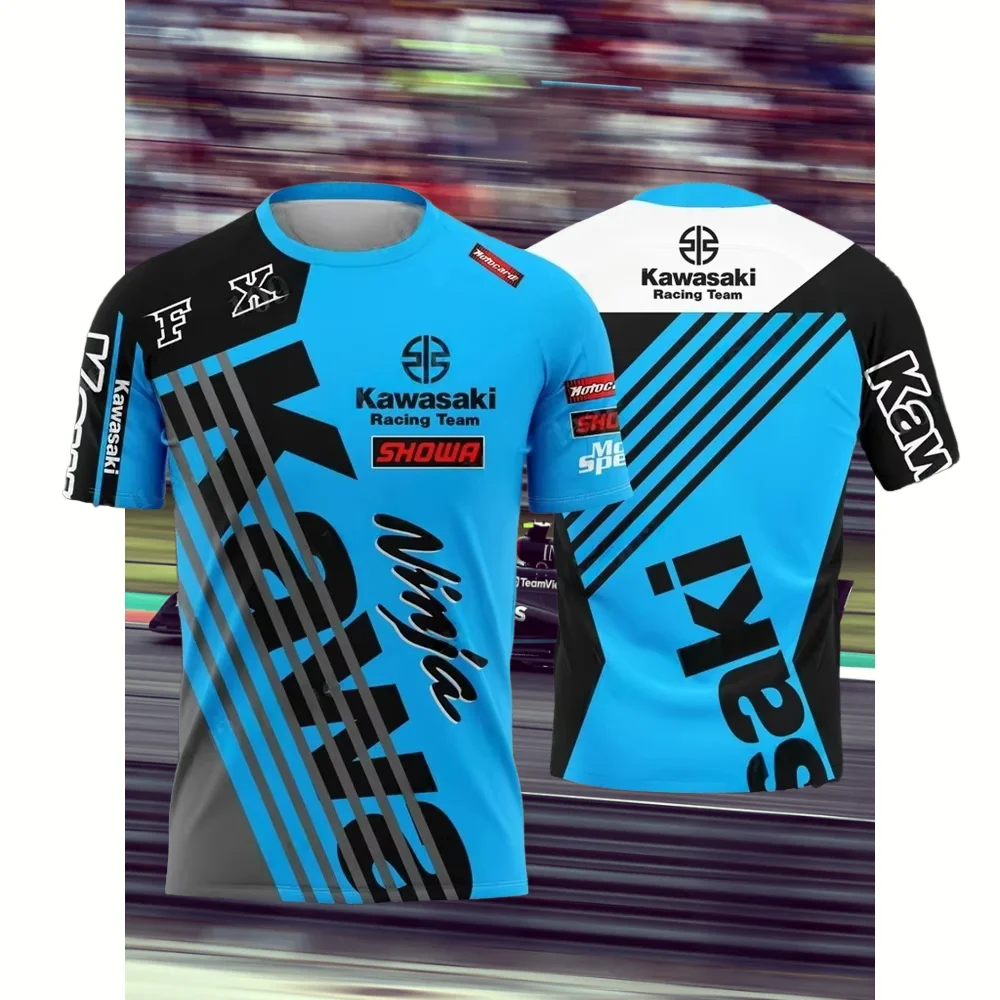 가와사키 남성용 오토바이 패션 티셔츠, 프린트 사이클링 캐주얼 티셔츠, 남성용 스포츠 탑, 2025년 여름을 위한 참신함