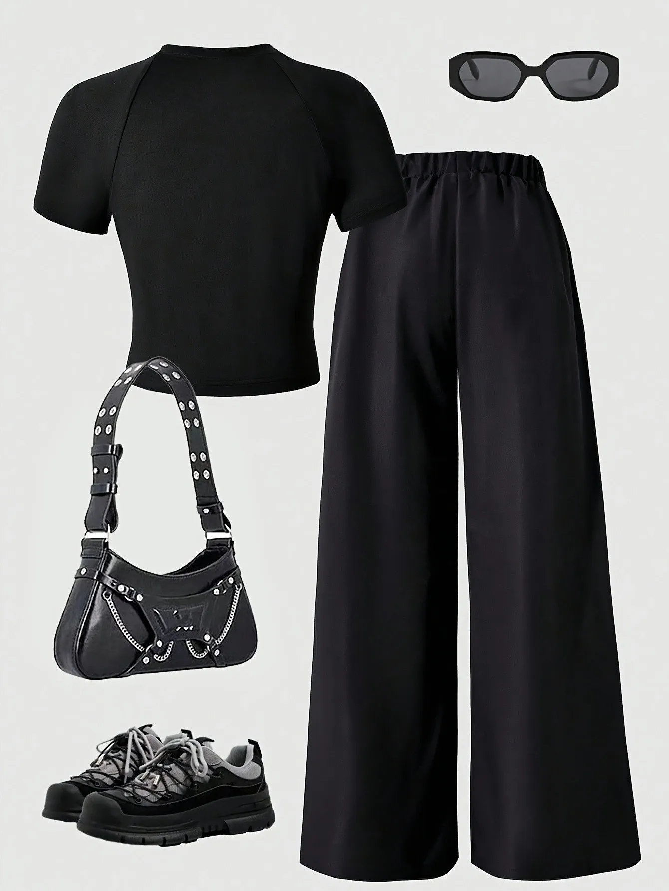 Girls' Summer and Autumn Casual Outfit Set, Children's English Letter Print Set, Black Round-Neck Short-Sleeve Top + Loose Long Pants Two-Piece Set, Suitable for Girls Aged 5-13, Casual Versatile Clothing for Going Out
