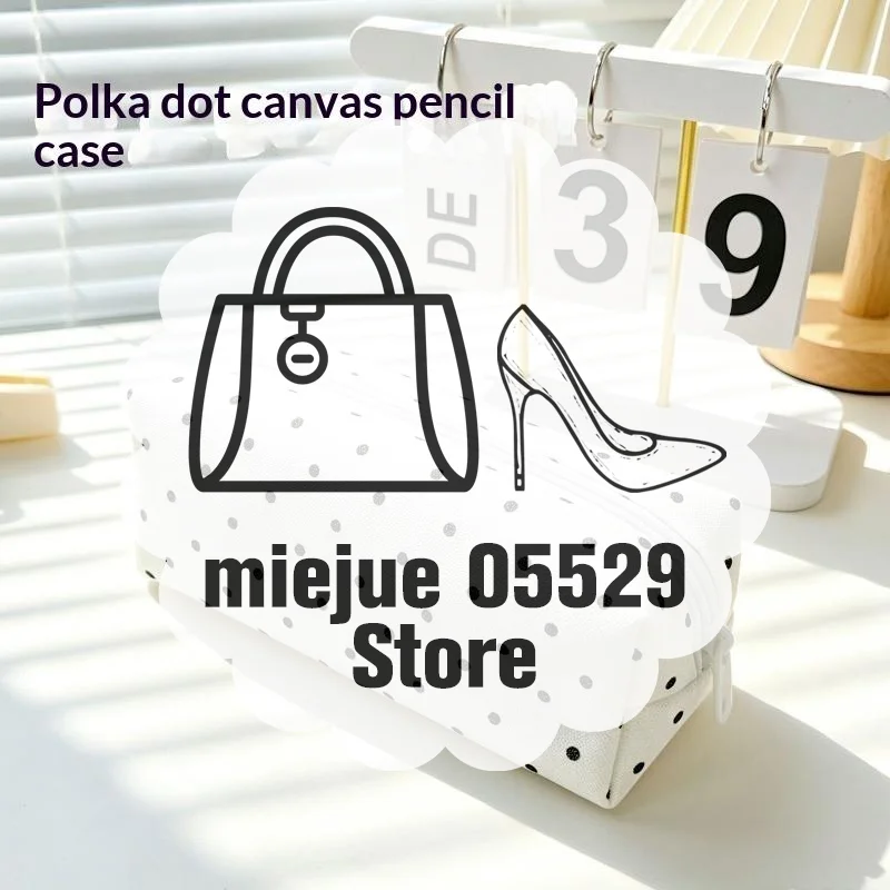 Polka Dot Design Pencil Case Large-capacity Soft Touch Pen Bag Stationery Pouch Stationery Organizer Back To School 1PC