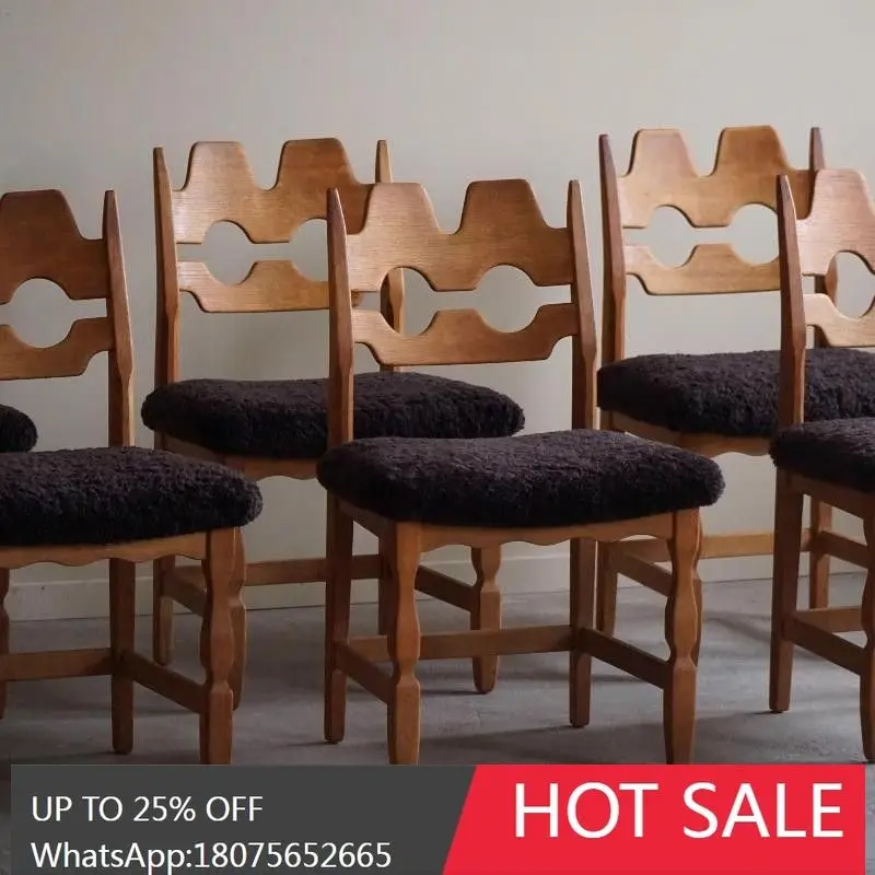 

SGF Vintage Dining Chair Solid Wood Backrest Home Retro Chair Wabi-Sabi Style Simple