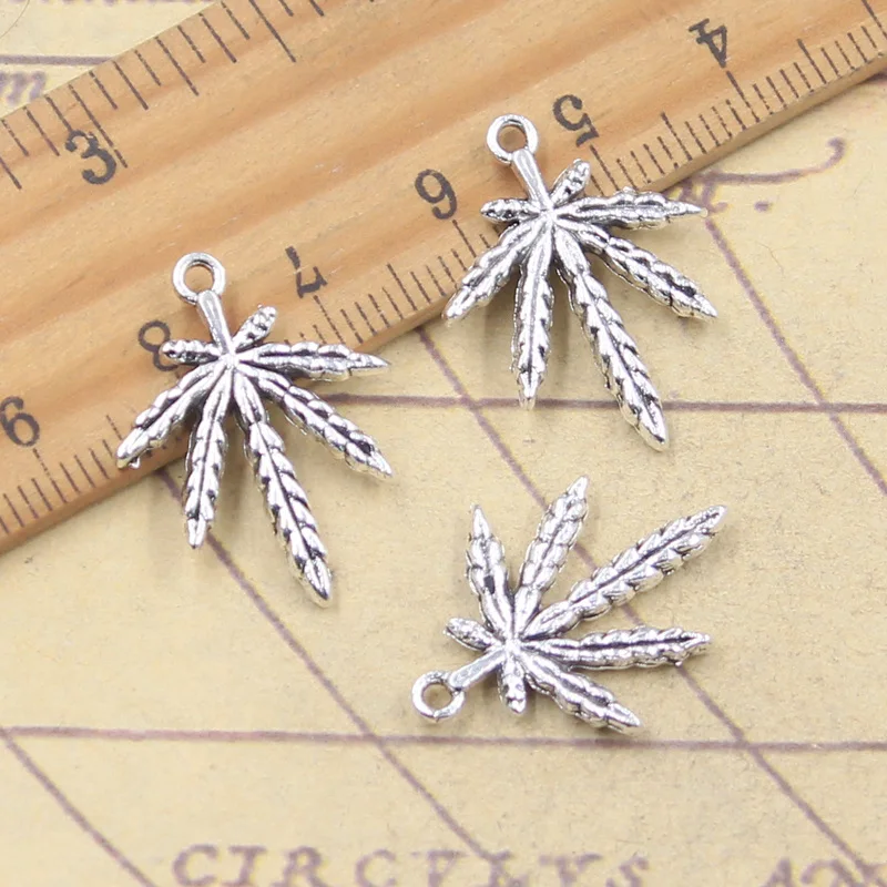 20pcs Charms Leaf 23x18mm Antique Silver Color Pendants Making DIY Handmade Tibetan Finding Jewelry
