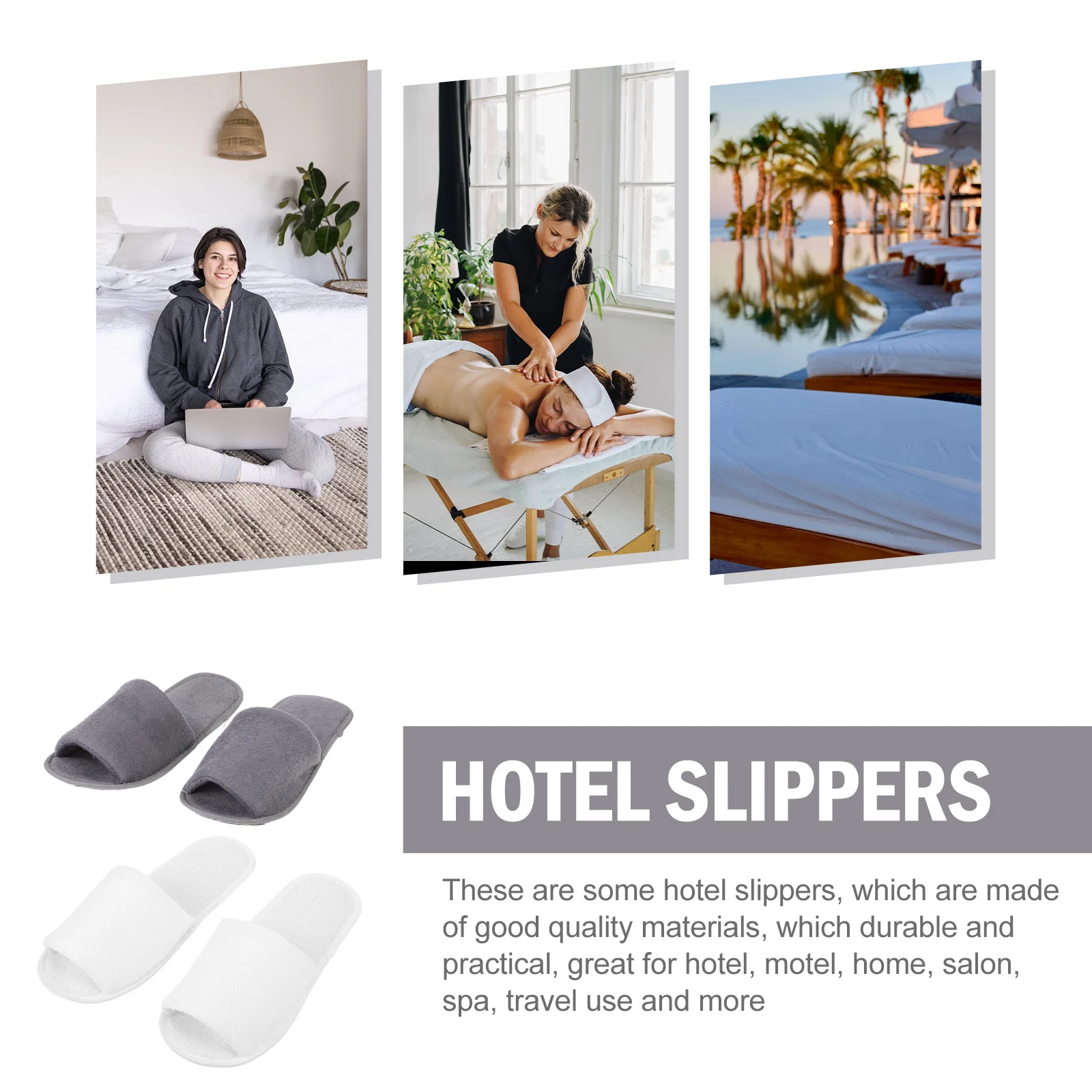 

Anti-slip Folding Slippers Hotel Travel Indoor Home Mens Womens 2 Pairs EVA Material Non-slip Design Easy Suitable