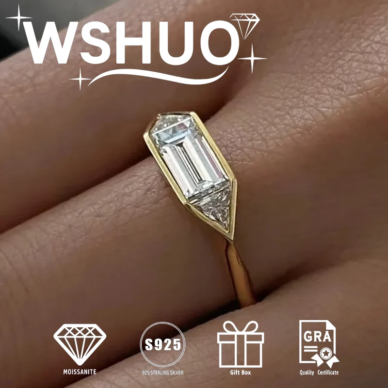 

WSHUO 1,4 карата D Цвет Все кольца с муассанитом для женщин S925 Стерлинговое серебро с бриллиантами Высококачественные ювелирные изделия Отправить сертификат оптом