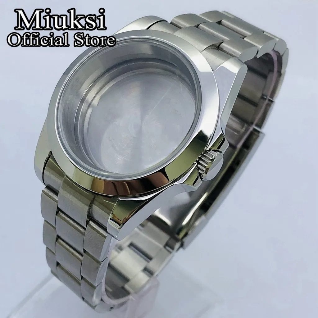 Miuksi 36mm/40mm srebrna koperta zegarka szafirowe szkło pasuje do mechanizmu NH35 NH36 NH34 ETA2824 PT5000
