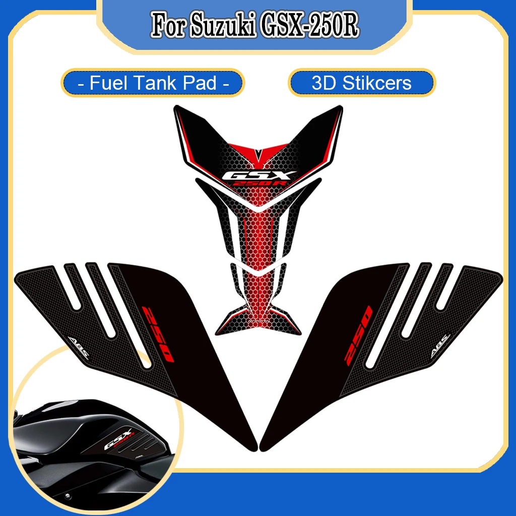 

For Suzuki GSX-250R GSX 250R Motorcycle Fuel Tank Knee Protector 3D Fishbone Stickers Protection Customization Decals