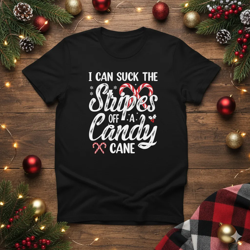 

Я могу сосут полосы на конфете. Забавная рождественская футболка для взрослых для женщин.