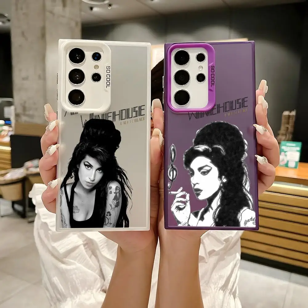Funda de teléfono Singer Amy w-winehouse para Samsung Galaxy S25 Edge S24 S23 S22 S21 S20 Ultra Funda de silicona plateada