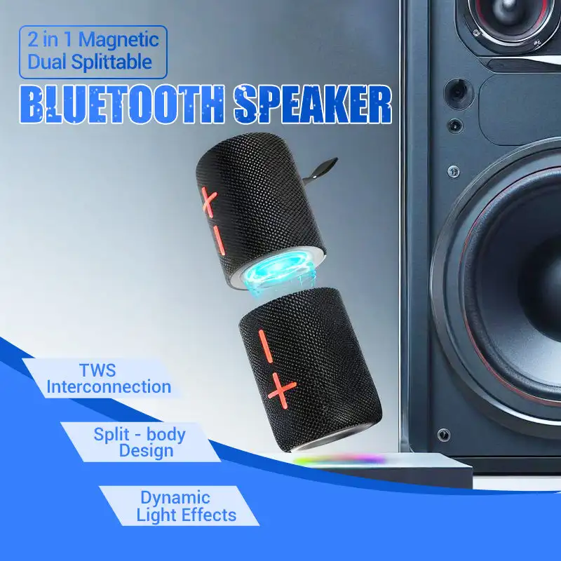 

2 in 1 Magnetic Dual Splittable Bluetooth Speaker,Split Wireless Bluetooth Speaker 20W Powerful IPX6 Waterproof TWS HIFI Stereo