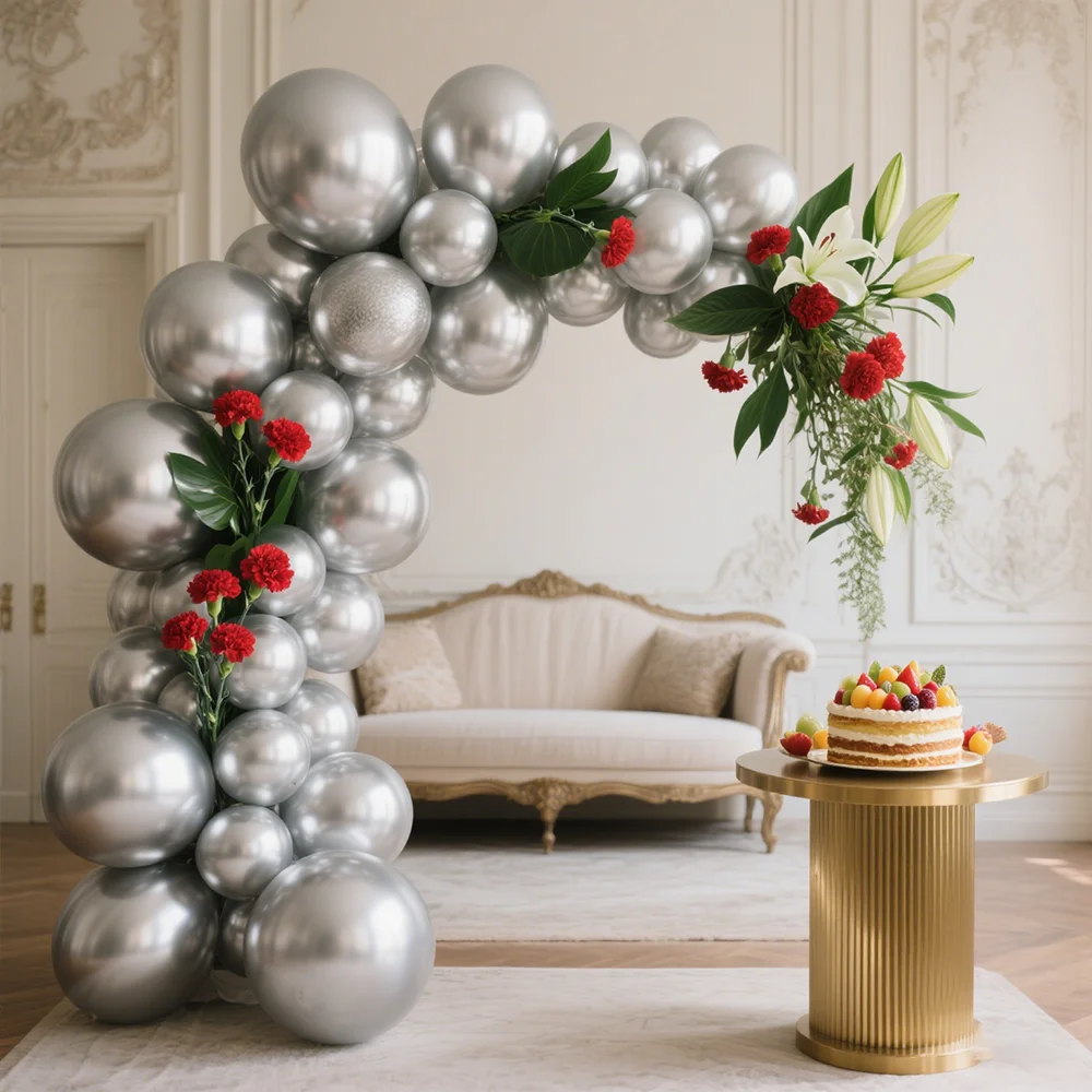 

100pcs Metallic Latex Silver Balloons Wedding Birthday Party Decor Supplies Blue Green Gold Red Metal Gold Thick Chrome Balloon