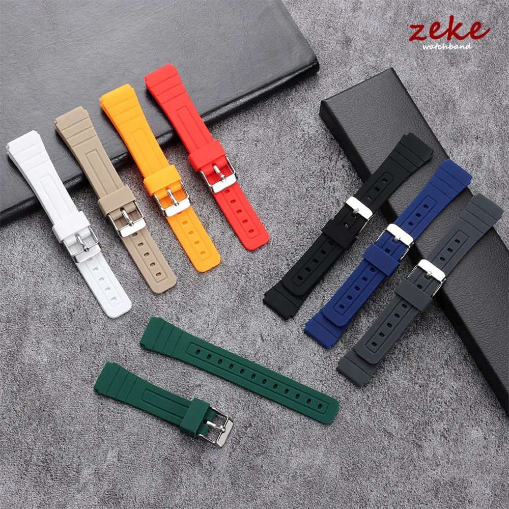 18mm Soft Silicone Rubber Watch Band for CASIO W800H SGW400 Wristband for F84 F91W AE1200/1300 A158/168/159 F105/108 Resin Strap view 5
