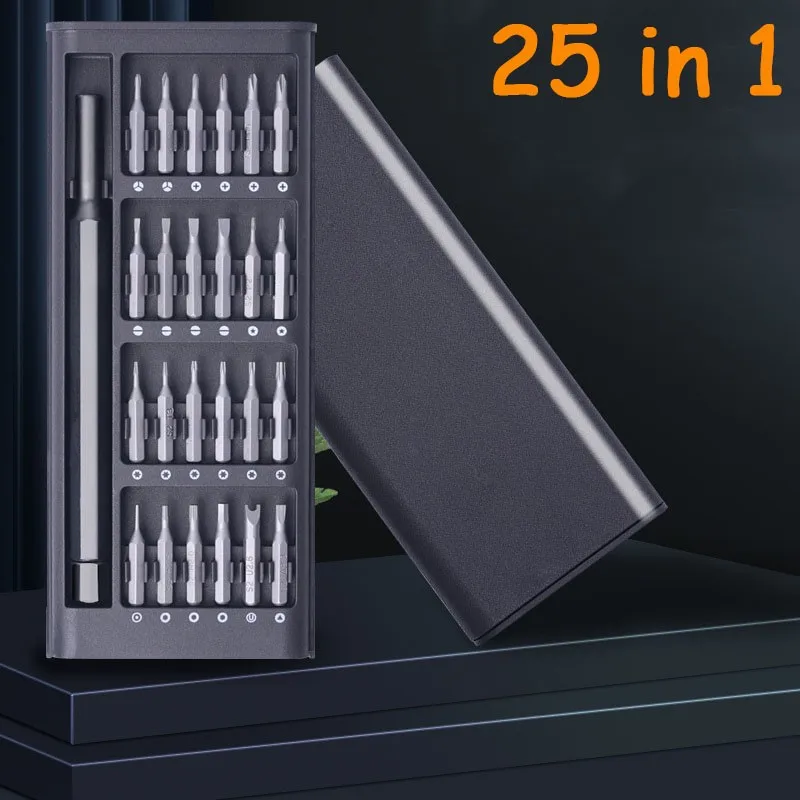 

25 In 1 Screwdriver Set Kit Bits Magnetic Precision Disassembly Plastic/Aluminum Handle Computer Phone Maintenance Repair Tool