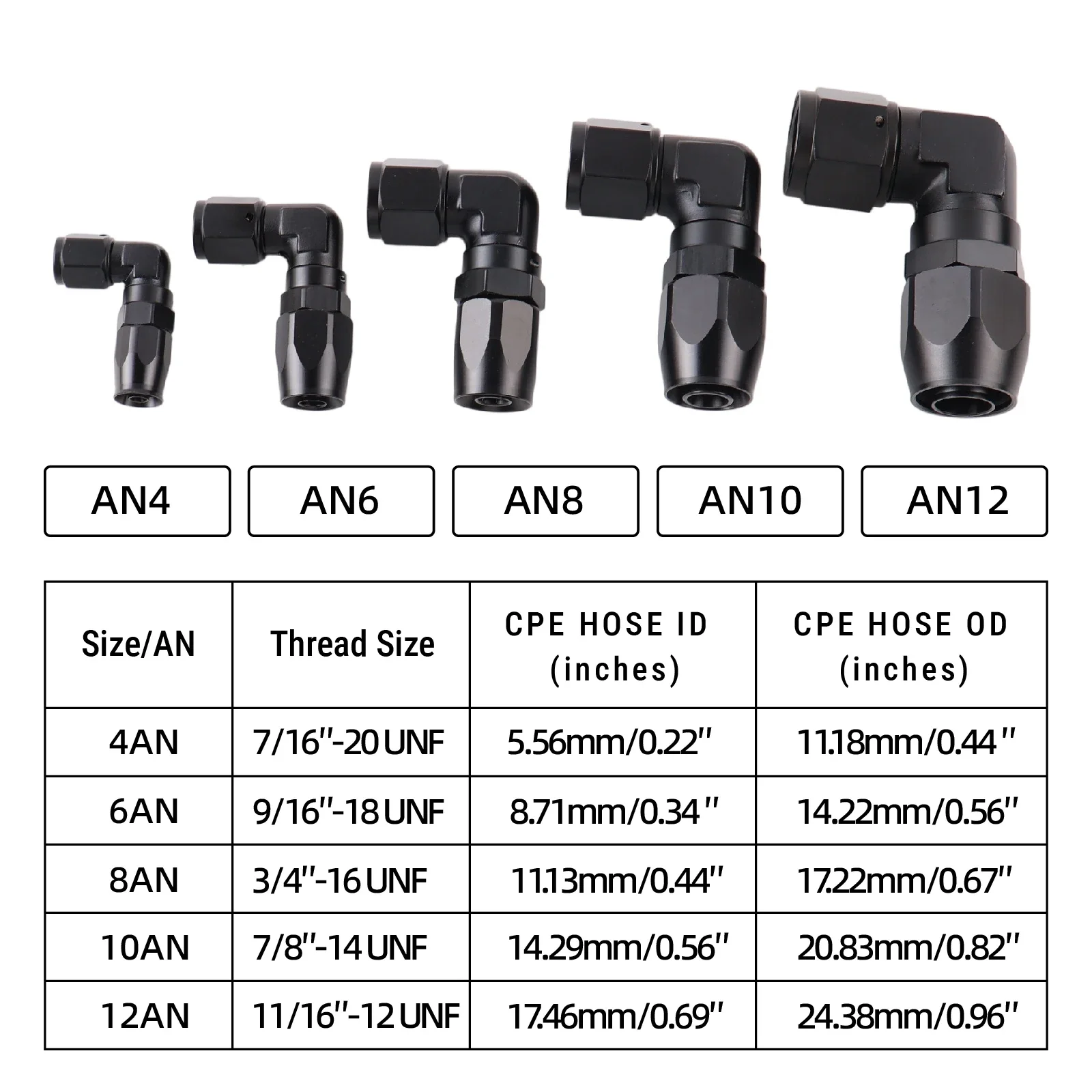 Broyear Aluminium AN4 6 8 10 12 Geschmiedeter Schwenkbarer Schlauchendadapter für Ölkühler und Kraftstoffleitung, Gerade 45 90 Grad – Detail 5