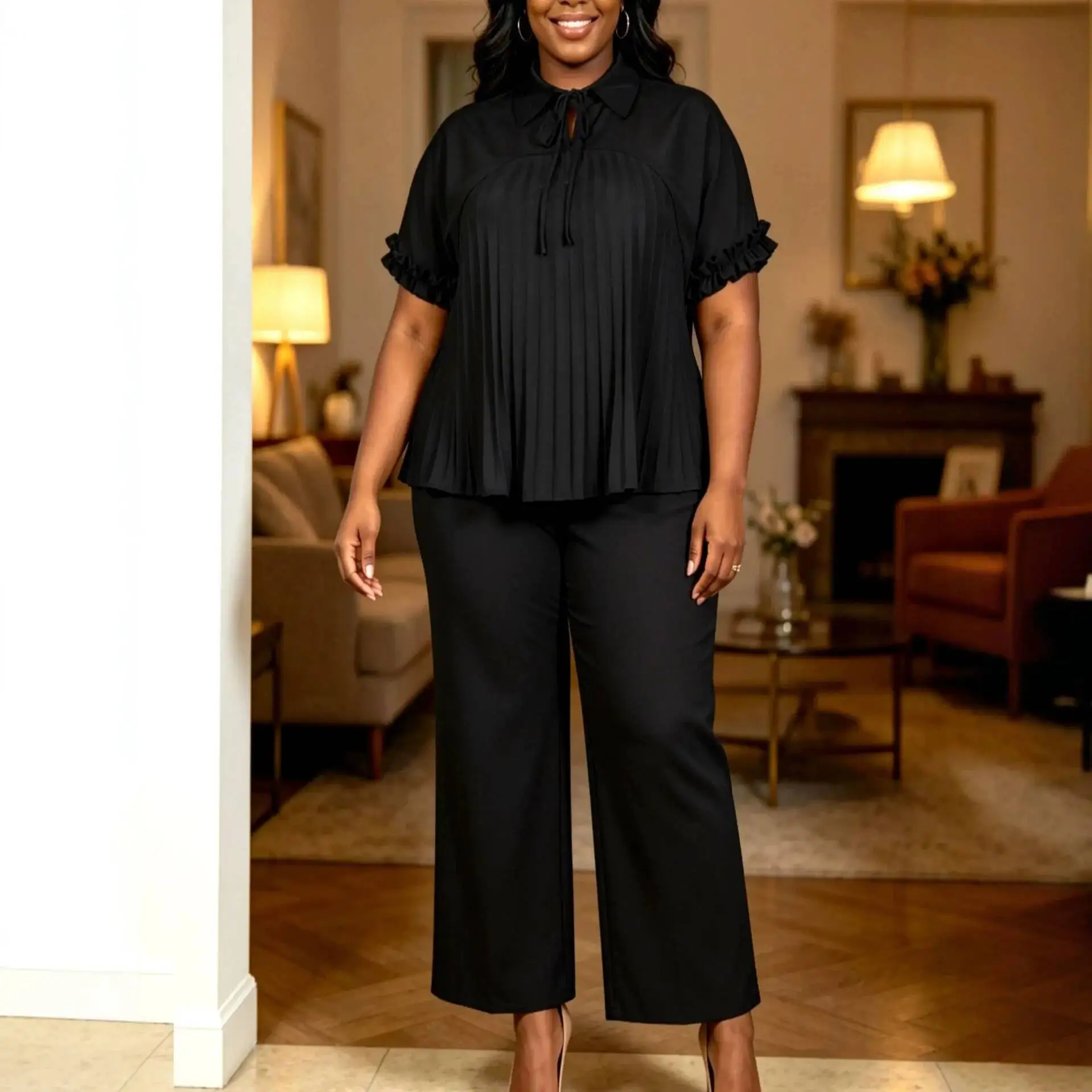 Conjunto Casual Talla Grande Mujer: Camisa y Pantalón - alternate angle