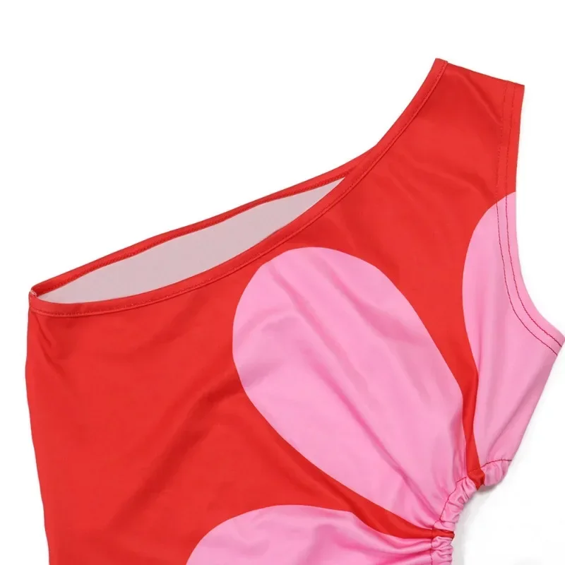 GUWU المرأة عباد الشمس المطبوعة انقطاع الخصر كتف واحد بلا أكمام فستان ماكسي نحيف مثير مساء نادي فساتين طويلة