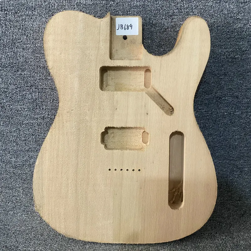 jB689 See Through Tele Guitar Body Semi Finishing with 2 Humbucker Pickups in Solid Wood DIY Replace TL Guitar Parts