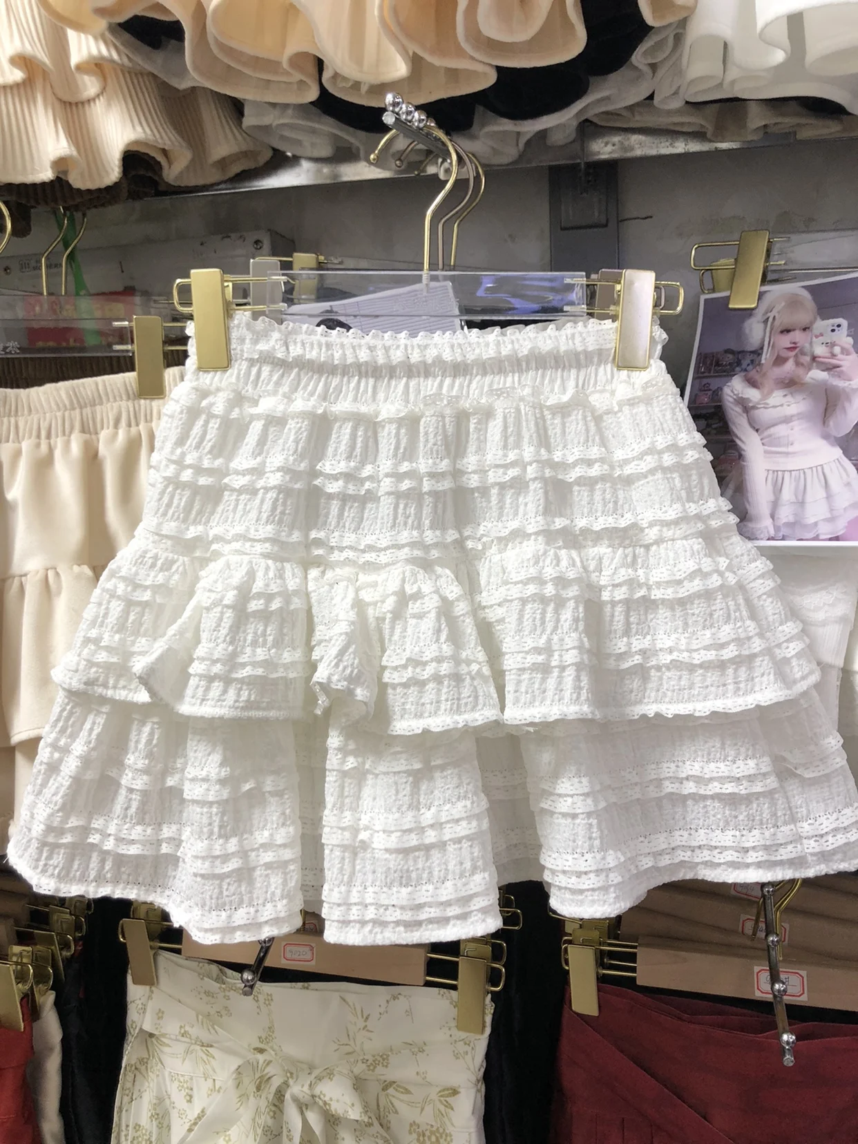Summer Sweet Ballet Style Soft Girl Lace Trim Cake Skirt Women Design Sensation Puffy Short Skirt High Waist A-Line Polyester...