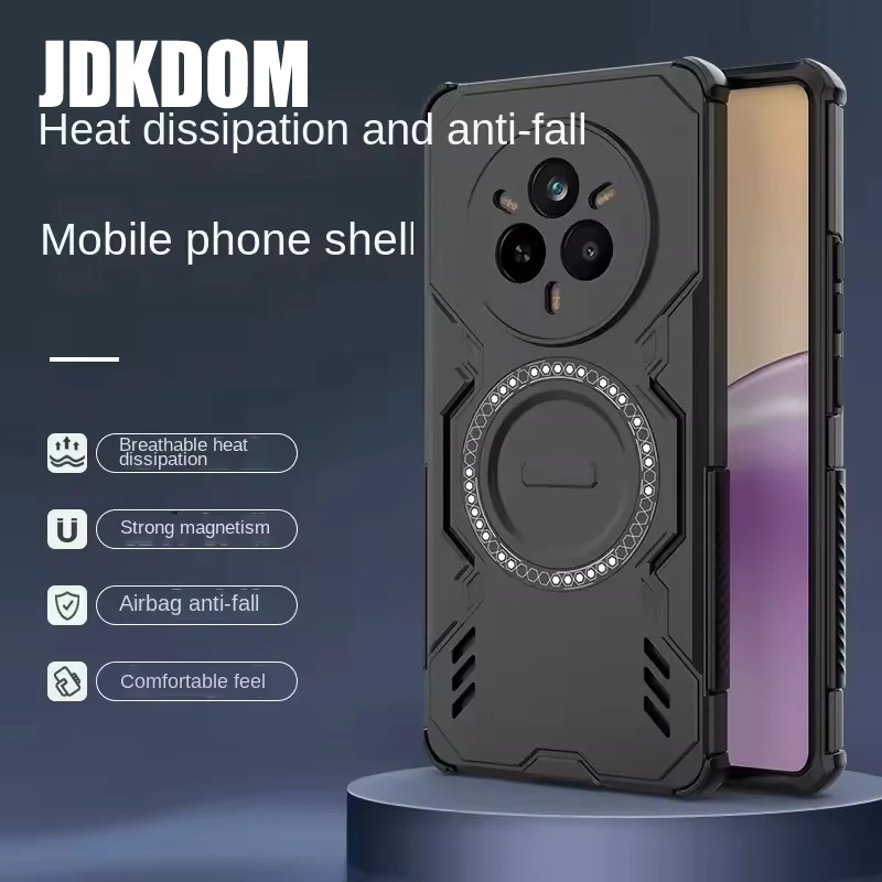 JDKDOM Shockproof Heat Dissipation Phone Case For OPPO Reno 14 Magnetic Wireless Charging Armor Back Cover For OPPO Reno 14 Pro