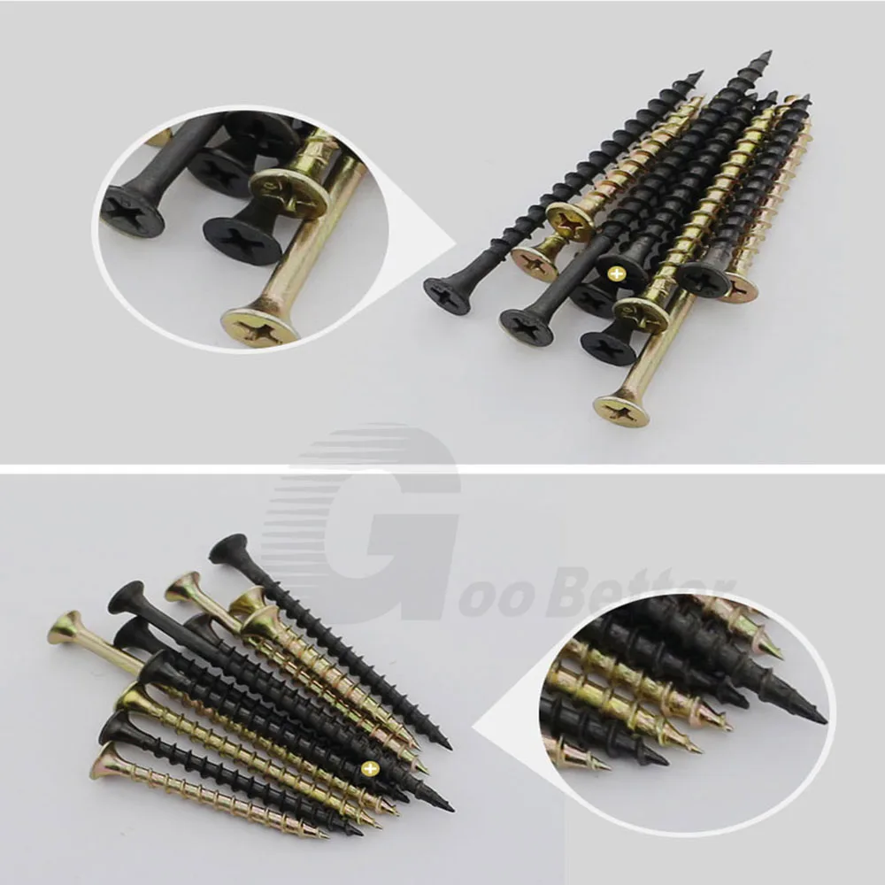 120Pcs/lot Cross Self-tapping Screw Set M4 2 Color Carbon Steel Phillips Flat Countersunk Head Wood Bolts L=20-70mm