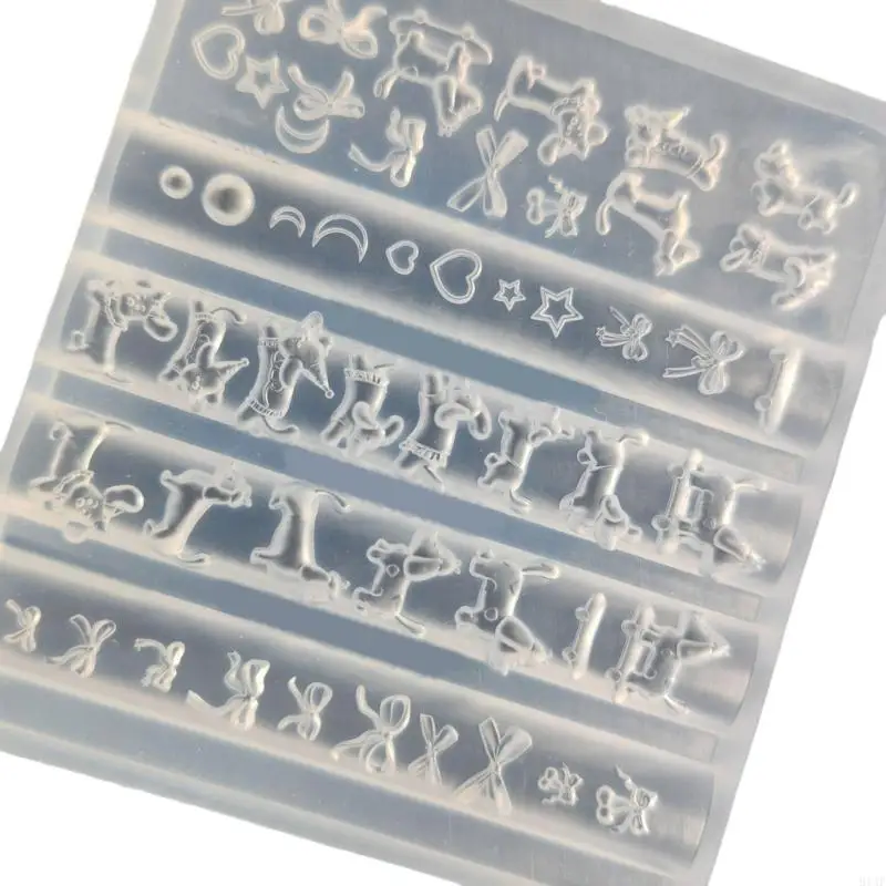 91AF مسمار تصميم قالب مسمار الفن سيليكون ختم رائعتين الألماني وأنماط Bowknot سيليكون أداة صياغة للتزيين