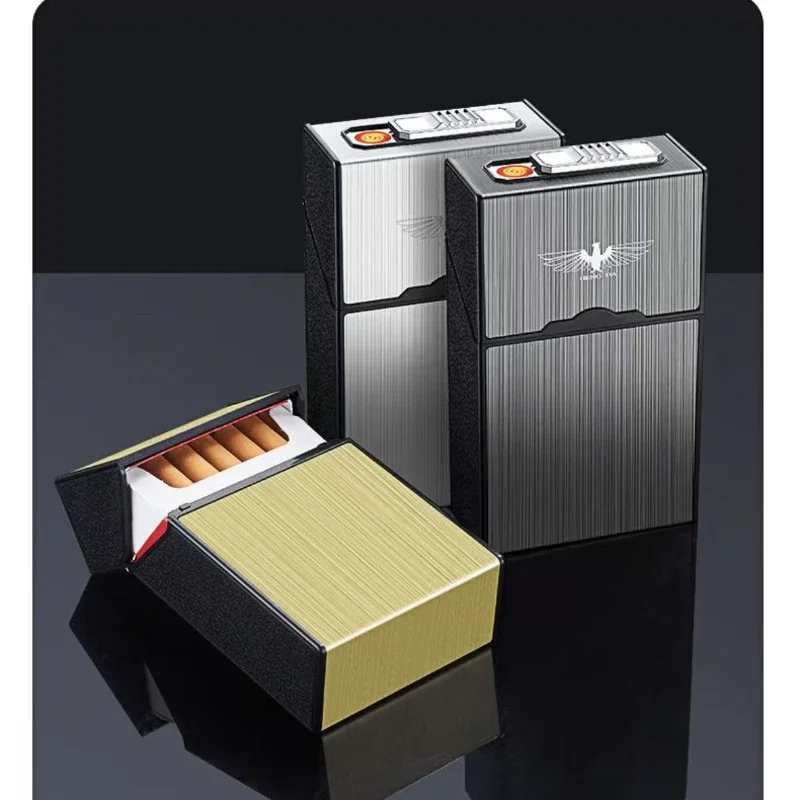 Can Hold 20 Packs of Thick Cigarette Boxes in Charge Lighter and Cigarette Boxes with Pressure-proof and Waterproof Gifts
