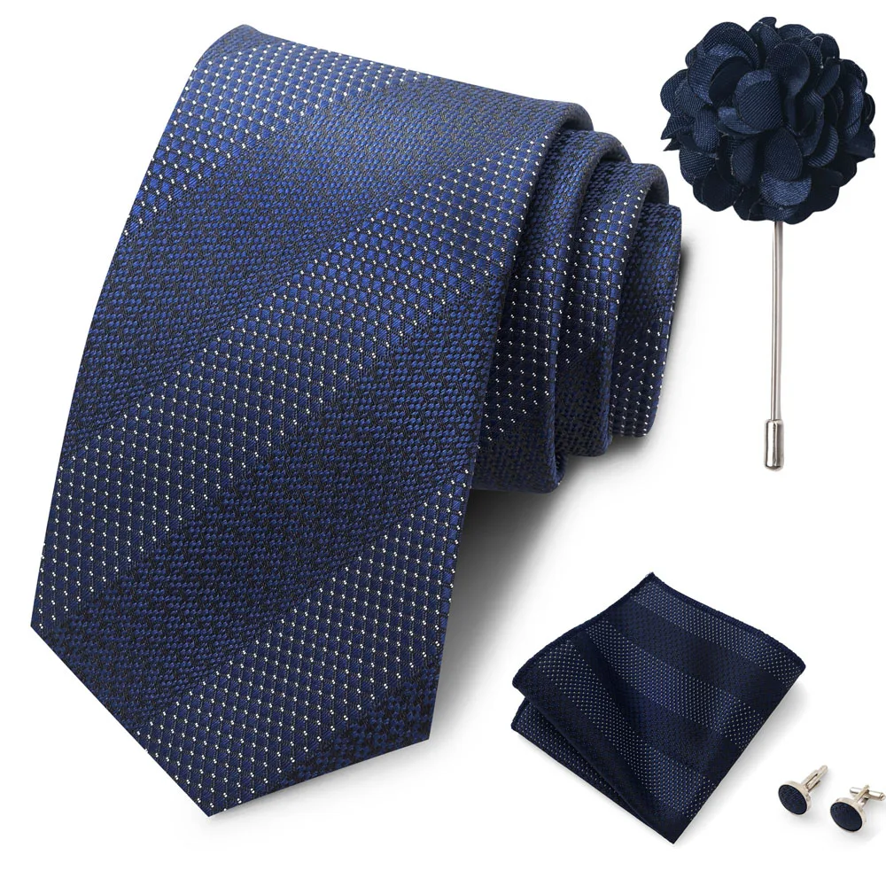 Großhandel Mode 8 cm Krawatten-Set, Krawatte, Einstecktuch, Manschettenknöpfe, Anstecknadel, Lila Paisley, Herren-Krawatten, passend als Geburtstagsgeschenk – Detail 34
