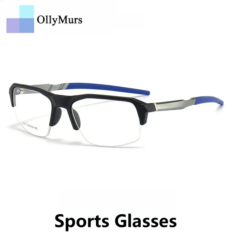 

OLLYMURS мужские и женские спортивные очки в оправе из алюминия TR90 полуоправа для очков с пружинными ножками, оптические очки по рецепту 5857