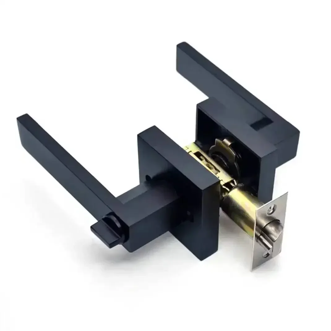 

Door Handle Lock Square Channel Privacy Mask Interior Bedroom Room Bathroom Three-Bar Spherical Lock